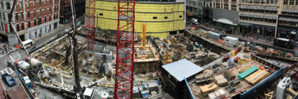 Construction site of the Millennium Tower at Downtown Crossing is ongoing. (Photo by Jordan Gauthier)